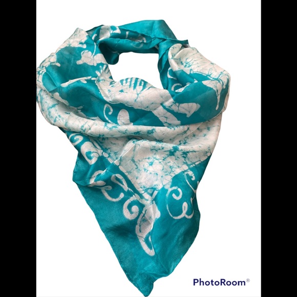 None Accessories - Beautiful 100% Silk Batik Scarf made In India